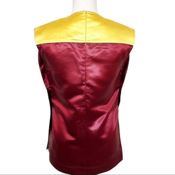 Calvin Klein 2018 Satin Wearable Art Medallion Button Colorblock Blouse US 2 - Picture 7 of 11